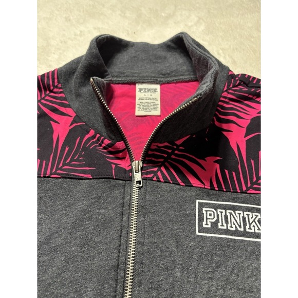 PINK Floral Shoulder Quarter Zip Long Sleeve Classic Women's Size Large - Picture 5 of 8
